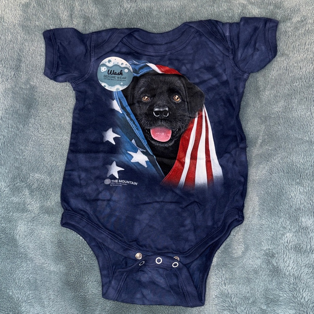 The Mountain Dark Blue Stars and Stripes Dog Bodysuit